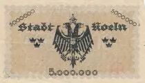 Allemagne 5 millions de Mark - Ville de Cologne - Num&eacute;ro 299180 - 1923