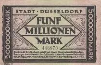 Allemagne 5 millions de Mark - Ville de Dusseldorf - Num&eacute;ro 448873 - 1923