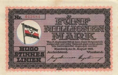 Allemagne 5 Millions Mark - Hambourg - Notgeld - 1923