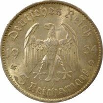 Allemagne 5 Reichsmark Argent, Eglise de Potsdam - 1934 F Stuttgart