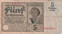 Allemagne 5 Rentenmark - Jeune fille - Arbre - Lettre C - P.169