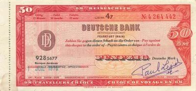 Allemagne 50 Mark - Ch�que de Voyage - Deutsche Bank - 1970