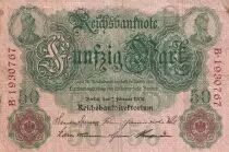 Allemagne 50 Mark - Vert & Rose - 1908 - S&eacute;rie B - 7 digit - P.32