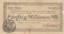 Allemagne 50 Millionen Mark - Etat de Mayen - 15-08-1923 - Num&eacute;ro 02956