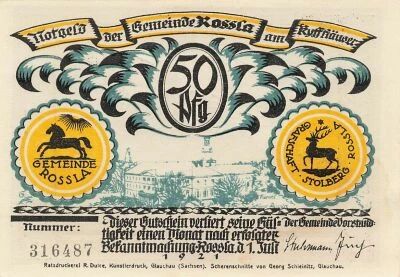 Allemagne 50 Pfennig - Rossla - Notgeld - 1921