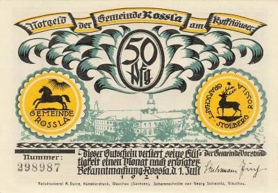 Allemagne 50 Pfennig - Rossla - Notgeld - 1921