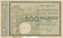 Allemagne 500 Millionen Mark - Etat de Worms - 16-10-1923 - Num&eacute;ro 50373