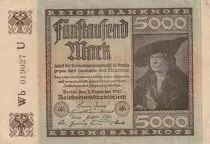 Allemagne 5000 Mark  - Portrait Marchand Imhof - S&eacute;rie WB-U - 1922
