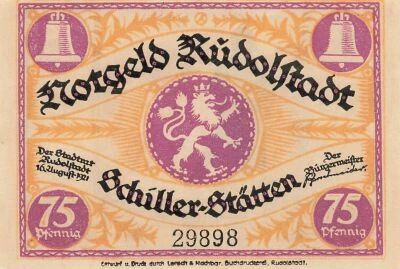 Allemagne 75 Pfennig - Rudolstadt - Notgeld - 1921