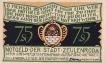 Allemagne 75 Pfennig - Zeulenroda - Notgeld - 1921