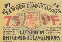 Allemagne 75 Pfenning - Lewwer - Langenhorn - 1922