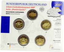Allemagne Blister BU 5 x 2 Euros Commémo. Allemagne 2007 - Mecklenbourg  Poméranie occidentale (les 5 ateliers)
