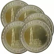 Allemagne Blister BU 5 x 2 Euros Comm&eacute;mo. Allemagne 2008 - Hambourg (les 5 ateliers)