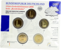 Allemagne Blister BU 5 x 2 Euros Commémo. Allemagne 2008 - Hambourg (les 5 ateliers)