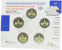 Allemagne BLISTER BU 5 x 2 Euros Comm&eacute;mo. Allemagne 2016 - Saxe (les 5 ateliers)