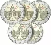 Allemagne COFFRET BE 5 x 2 Euros Comm&eacute;mo. Allemagne 2016 - Saxe (les 5 ateliers)