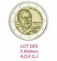 Allemagne COffret BE 5 X 2 Euros Comm&eacute;mo. Allemagne 2018 - Helmut Schmidt