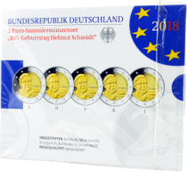 Allemagne COffret BE 5 X 2 Euros Commémo. Allemagne 2018 - Helmut Schmidt