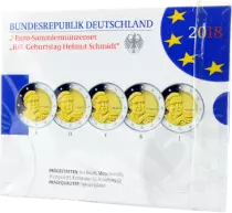 Allemagne COffret BE 5 X 2 Euros Comm&eacute;mo. Allemagne 2018 - Helmut Schmidt