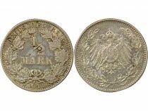 Allemagne Guillaume II - 1/2 Mark Argent - 1912 J Hambourg