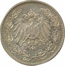 Allemagne Guillaume II - 1/2 Mark Argent - 1912 J Hambourg