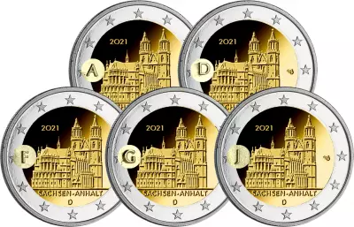 Allemagne LOT 5 X 2 Euros Comm�mo. Allemagne 2021 - Saxe-Anhalt - Cath�drale de Magdebourg (5 Ateliers)