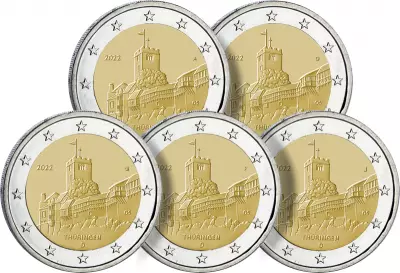 Allemagne LOT 5 X 2 Euros Comm�mo. Allemagne 2022 - Thuringe - Ch�teau de la Wartbourg (5 Ateliers)