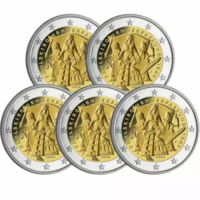 Allemagne Lot 5 X 2 Euros Comm�mo. UNC - 175 ans de la Constitution de l?�glise Saint-Paul  (5 Ateliers)