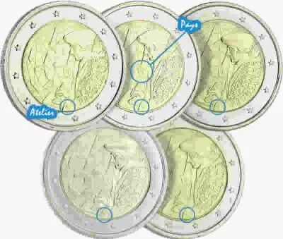 Allemagne LOT 5 X 2 Euros Comm�mo. UNC Allemagne 2022 - 35 ans du Programme ERASMUS (5 Ateliers)