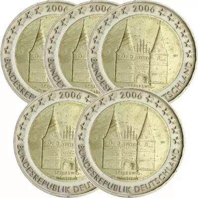 Allemagne Lot de 5 x 2 Euros Comm�mo. Allemagne 2006 - Schleswig Holstein (les 5 ateliers)