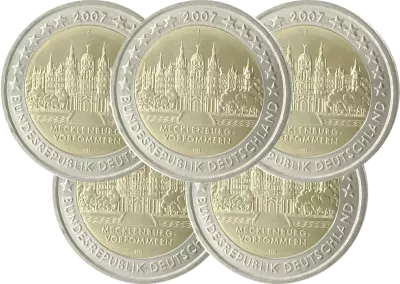 Allemagne Lot de 5 x 2 Euros Comm�mo. Allemagne 2007 - Mecklenbourg  Pom�ranie occidentale (les 5 ateliers)