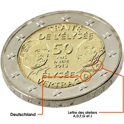 Allemagne Lot de 5 x 2 Euros Commmo. Allemagne 2013 - Trait de l\'Elyse (les 5 ateliers)