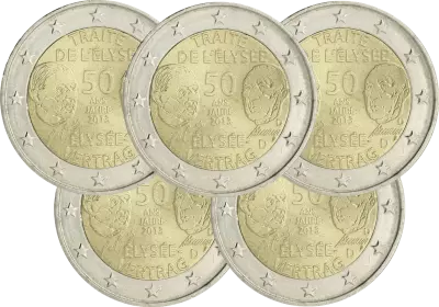Allemagne Lot de 5 x 2 Euros Comm�mo. Allemagne 2013 - Trait� de l\'Elys�e (les 5 ateliers)