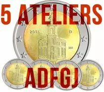 Allemagne Lot de 5 x 2 Euros Comm&eacute;mo. Allemagne 2015 - Hesse (les 5 ateliers)