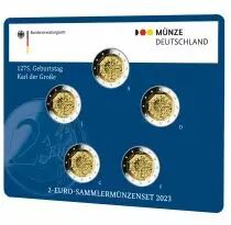 Allemagne Pi&egrave;ce Allemagne BLISTER BU 5 X 2 Euros Comm&eacute;mo. 2023 - 1275 ans de Charlemagne (5 Ateliers)