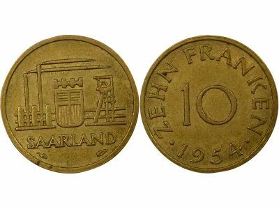 Allemagne Sarre - 10 Franken - 1954 Paris