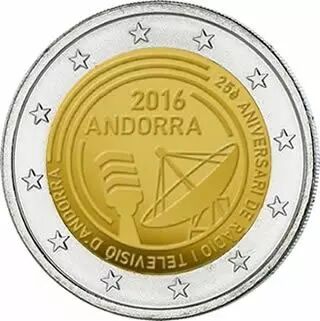 Andorra  2 Euros Comm�mo. 2016 BU hits - Radio and TV