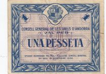 Andorra 1 Pesseta - 1936 - First Type Blue - 005221