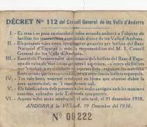 Andorra 1 Pesseta - 1936 - First Type Blue - 09222