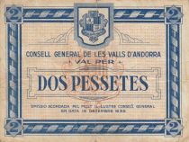 Andorra 2 Pessetes - 1936 - First Type Blue - 000485