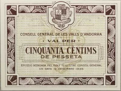 Andorra 50 centims de Pesseta - 1936