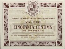 Andorra 50 centims de Pesseta - 1936