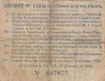 Andorre 1 Pesseta - Premier type - Bleu - 1936 - 007975