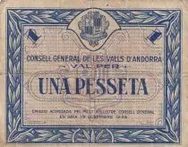 Andorre 1 Pesseta - Premier type - Bleu - 1936 - 02506