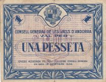 Andorre 1 Pesseta - Premier type - Bleu - 1936 - 09222