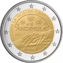 Andorre 2 EUROS COMMÉMO. 2021 - Prenons soin de nos aînés (COVID)