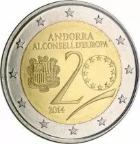 Andorre 2 Euros Commémo. Andorre 2014  frappe BU - Conseil de l\'Europe
