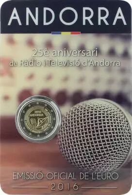 Andorre 2 Euros Comm�mo. Andorre 2016  frappe BU - Radio et T�l�