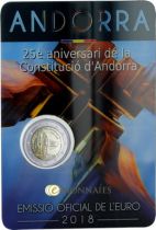 Andorre 2 EUROS COMMÉMO. Andorre 2018 - 25ème anniversaire de la Constitution d\'Andorre