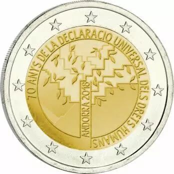 Andorre 2 EUROS COMM�MO. Andorre 2018 - 70 ans de la D�claration des Droits de l\'Homme